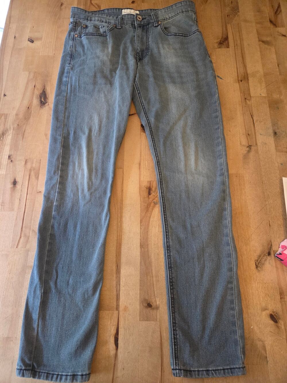 Smith & Mills Men's Stretch Denim Jeans Size 32 Light Wash Straight Leg Exc Cond